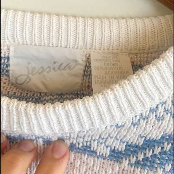 Adorable vintage pastel knit acrylic crewneck sweater - Picture 3 of 4